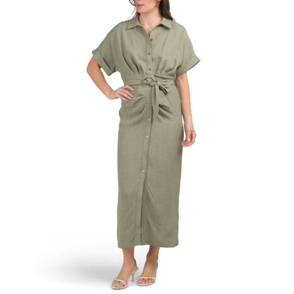 DKNY Sage Tie Front Ruched Maxi Dress